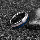 Waves of Njord Tungsten Carbide Ring With Seashell and Blue Wood Inlay