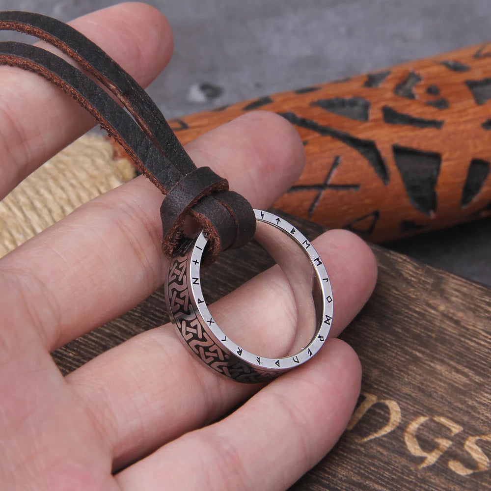 Viking Ring with Futhark Runes in Steel