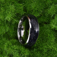 Stars in the North Sky Tungsten Carbide Ring With Blue Sandstone Inlay