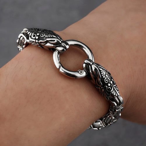 Freya Cat with Runes Steel Bracelet