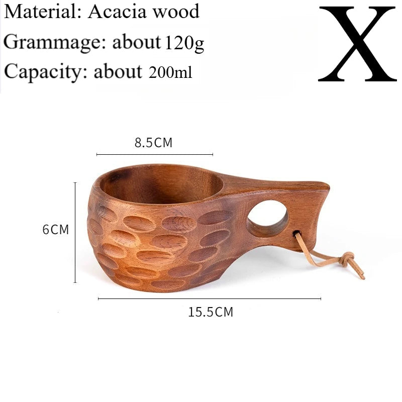 Traditional Norse Wood Carved Mug