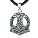 Thor Hammer Mjolnir with Lines 925 Sterling Silver Necklace