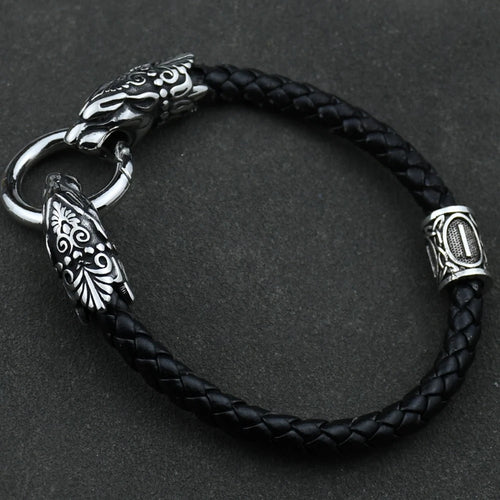 Freya Cat with Runes Steel Bracelet