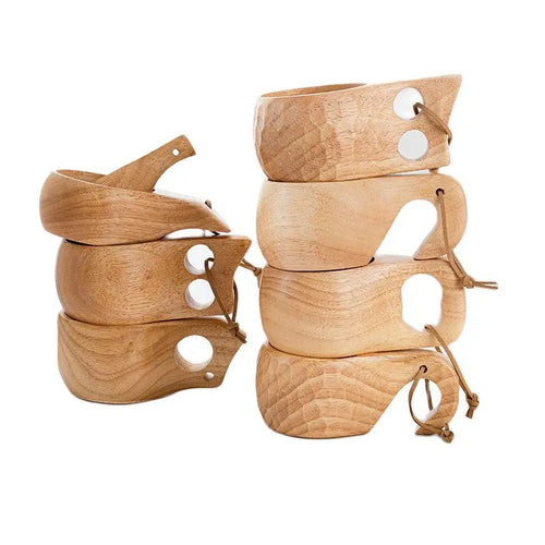 Traditional Norse Wood Carved Mug