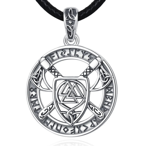 The Valknut in Shield 925 Sterling Silver Necklace