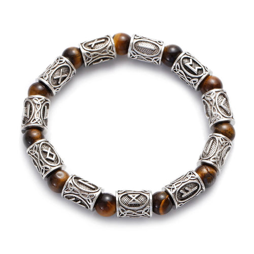 Runes in Lava Stone Bracelet