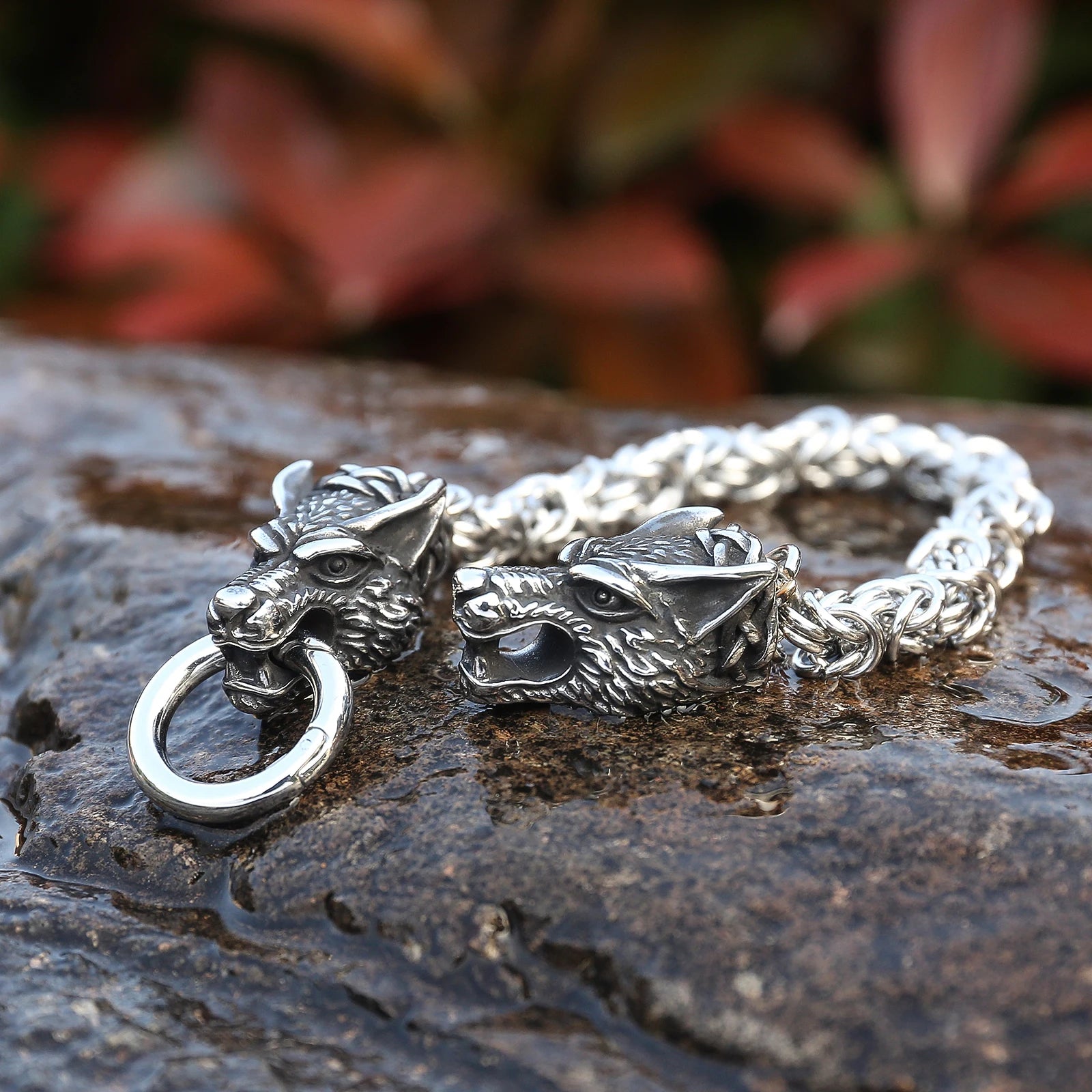 Fenrir Wolf Steel Chain  Bracelet