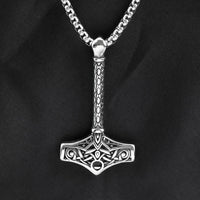 Mjolnir with Longer Handle Stainless Steel Necklace