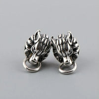 Boucles d'oreilles loup Fenrir en acier inoxydable