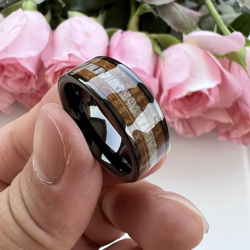 Frigg's Bounty Tungsten and Deer's Antler Wedding Band