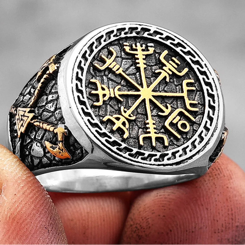 Vegvisir The Viking Compass Steel and Brass Ring