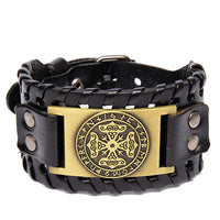 Mjölnir Leather Bracelet With Runes