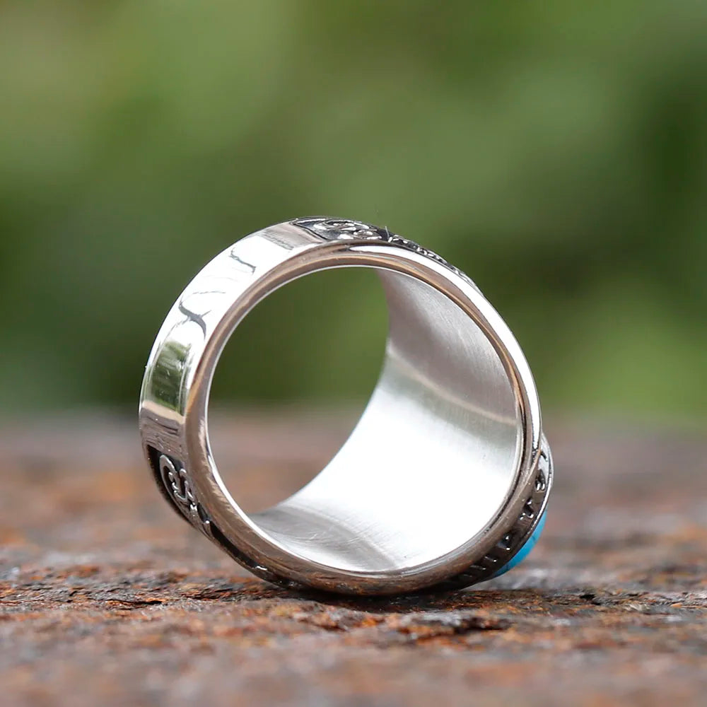 Howling Wolves Rune Ring in Stainless Steel