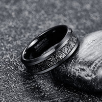 Thor Lightning Strike 8mm Tungsten Carbide Ring with Electroplated Black Inlay