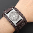 Mjölnir Leather Bracelet With Runes