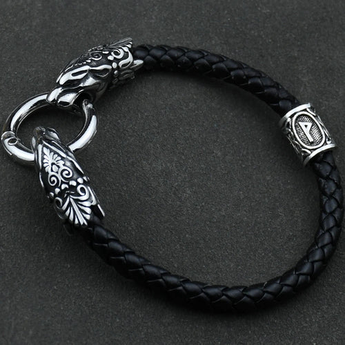 Freya Cat with Runes Steel Bracelet