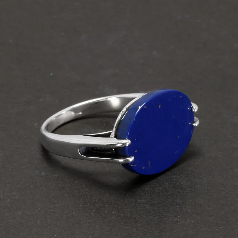 Norse Trader 925 Sterling Silver Ring With Natural Lapis Lazuli Agate or Malachite