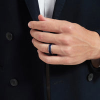 Stars in the North Sky Tungsten Carbide Ring With Blue Sandstone Inlay