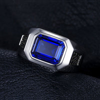 The Eye of Njord 925 Sterling Silver Ring With Blue Cubic Zirconia Stone