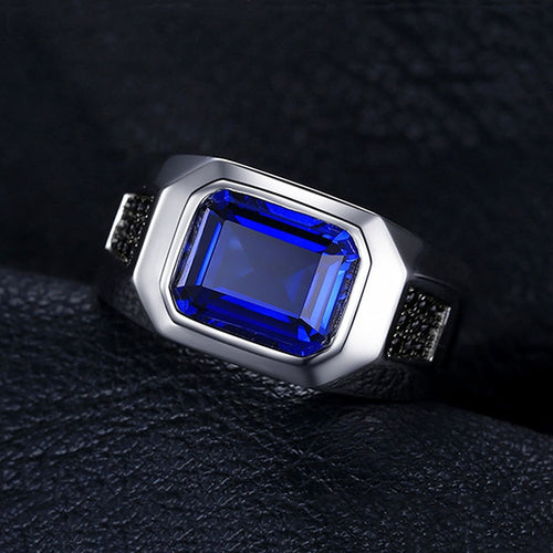 The Eye of Njord 925 Sterling Silver Ring With Blue Cubic Zirconia Stone