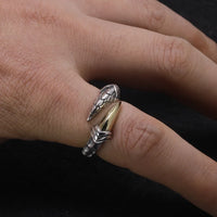 Jormungandr Single Claw Handmade 925 Sterling Silver Ring