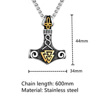 Mjolnir with Valknut Stainless Steel Necklace