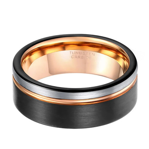 Frigg's Wedding Band With Yellow Golden Inlay - 8mm Tungsten Carbide Ring