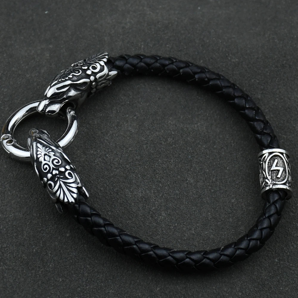 Freya Cat with Runes Steel Bracelet