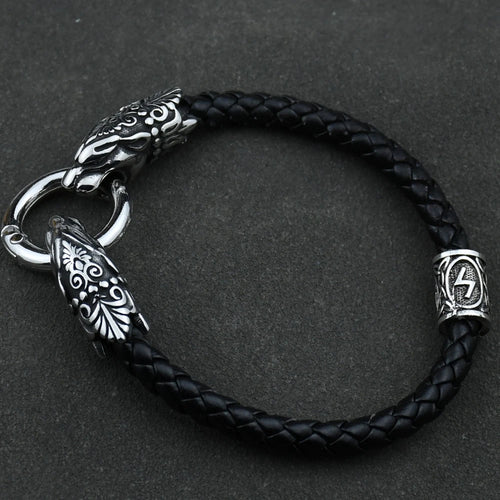 Freya Cat with Runes Steel Bracelet