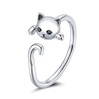 Freya's Cat Adjustable Ring in 925 Silver