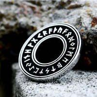Norse Runes Wheel Stainless Steel Necklace