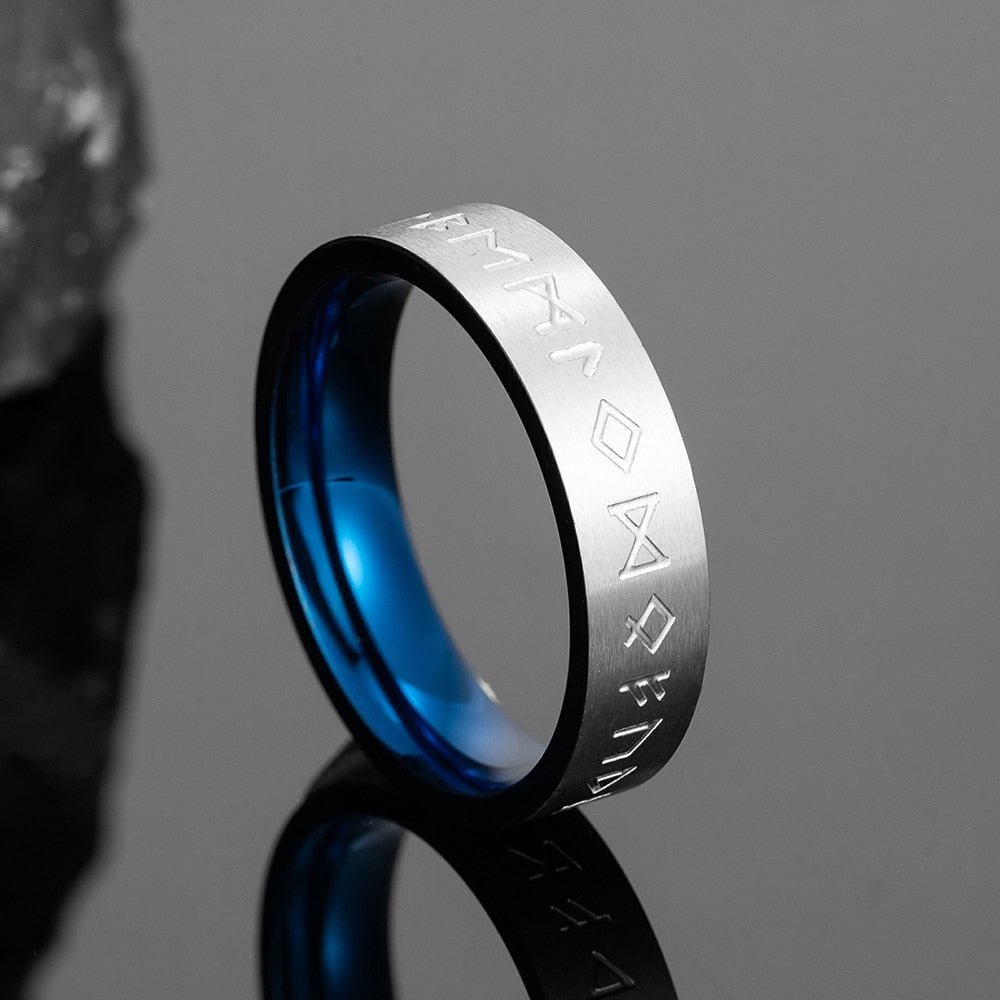 Futhark Runes Stainless Steel 8mm Ring