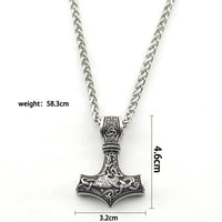 Brass Mjolnir Necklace Thor's Hammer with Norse Knot Motif