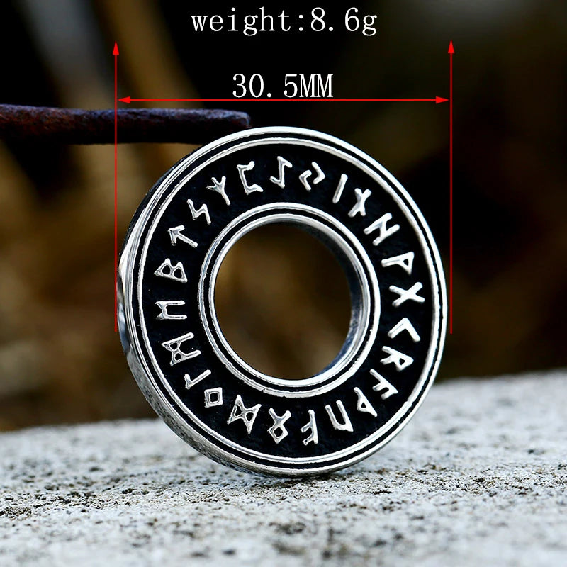 Norse Runes Wheel Stainless Steel Necklace