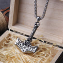 Mjolnir with Longer Handle Stainless Steel Necklace