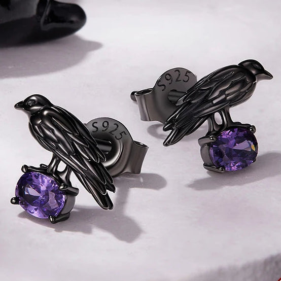 Raven Wings 925 Sterling Silver Earrings