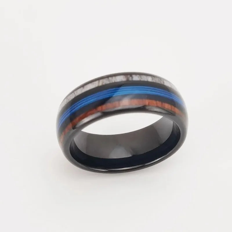 Blessing of Freyr Tungsten Carbide and Deer Antler Ring and Wedding Band