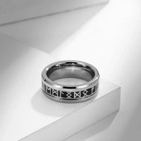 Black Viking 8mm Tungsten Steel Rune Ring