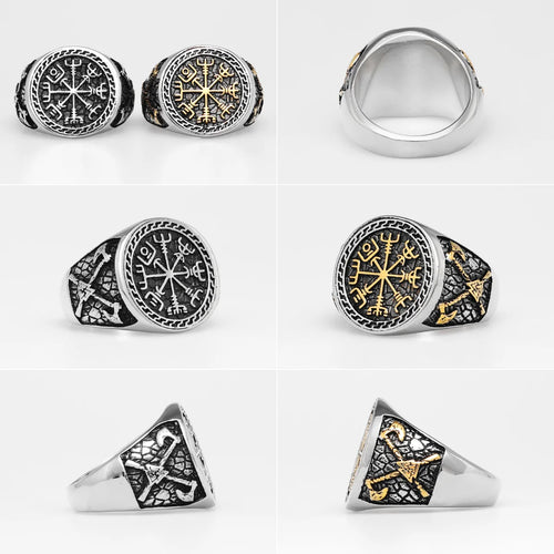 Vegvisir The Viking Compass Steel and Brass Ring