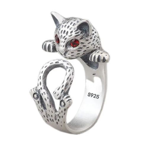 Freya Cat Sterling Silver Ring with Cubic Zirconia