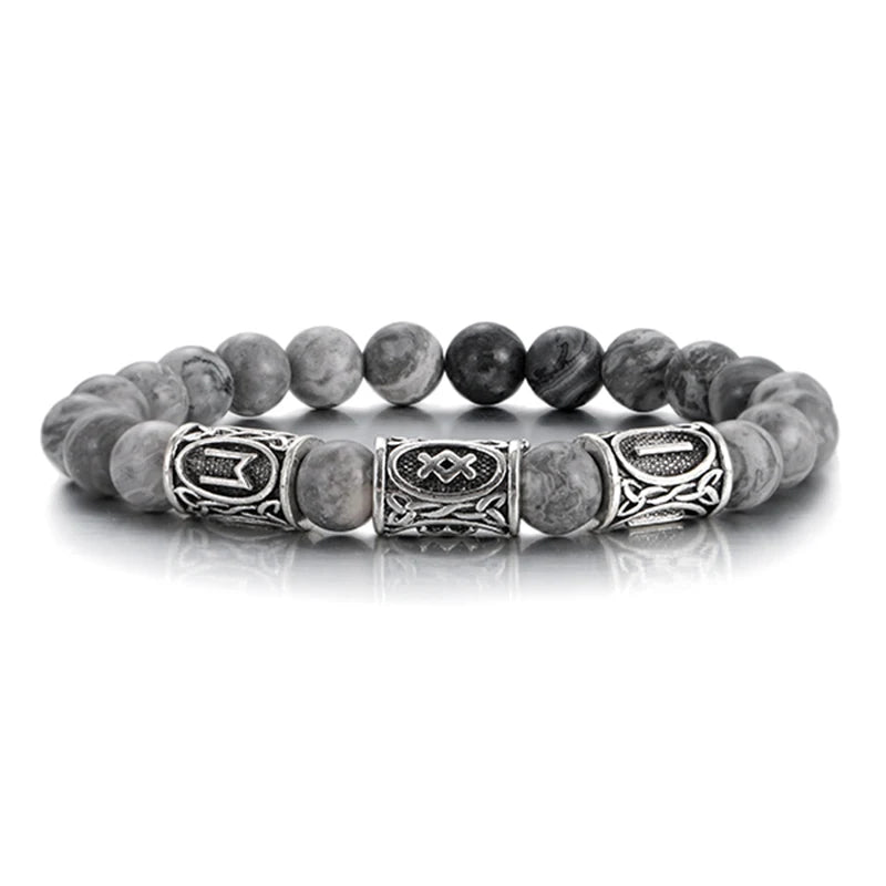 Runes in Lava Stone Bracelet