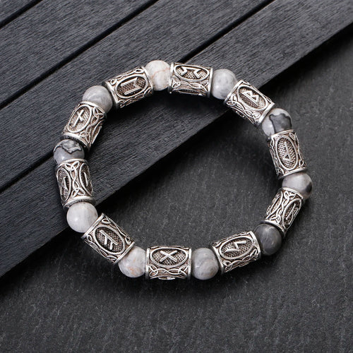 Runes in Lava Stone Bracelet