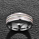 Norse Winter 8mm wide Tungsten Carbide Ring with White Opal Inlay