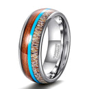 Blessing of Freyr Tungsten Carbide and Deer Antler Ring and Wedding Band