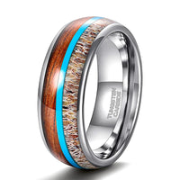 Blessing of Freyr Tungsten Carbide and Deer Antler Ring and Wedding Band