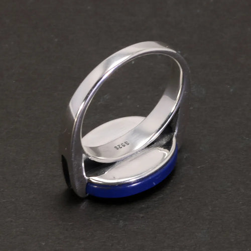 Norse Trader 925 Sterling Silver Ring With Natural Lapis Lazuli Agate or Malachite