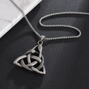 Triquetra with Ouroboros Stainless Steel Necklace