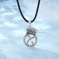 Norse Dragon 925 Sterling Silver Necklace With Zirconia Stones
