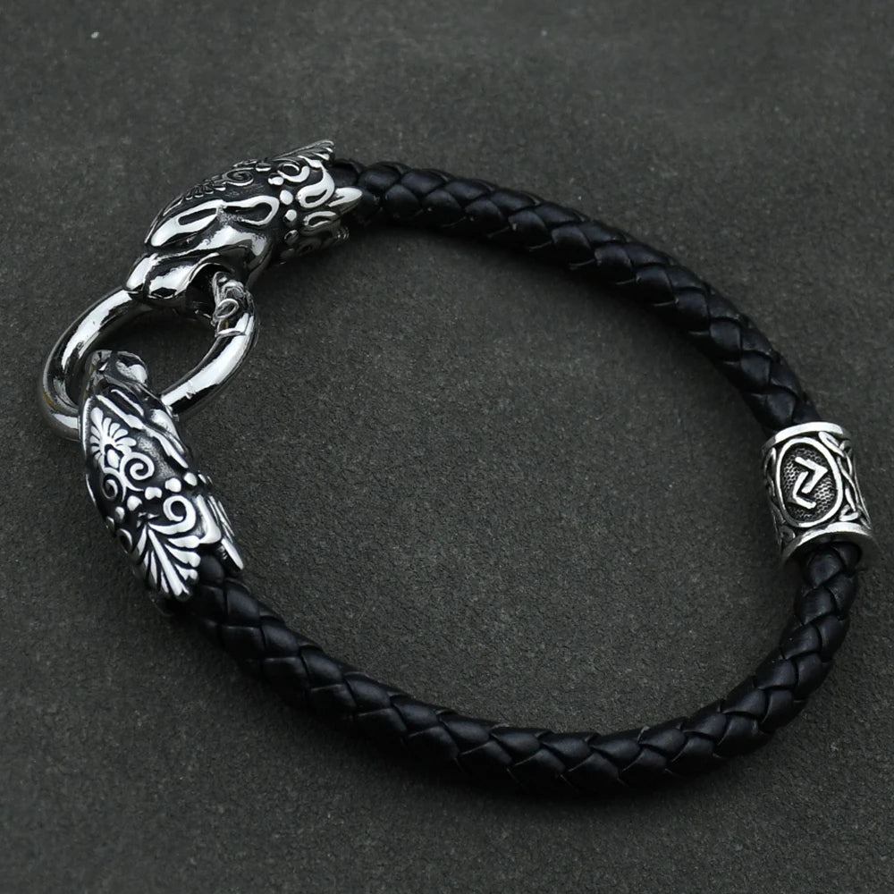 Freya Cat with Runes Steel Bracelet