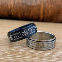 Steel Walknut ring - Odin's Rune Ring